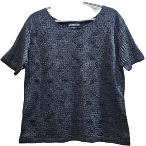 Black Elementz Short Sleeve Semi-Sheer Textured‎ Blouse Size XL